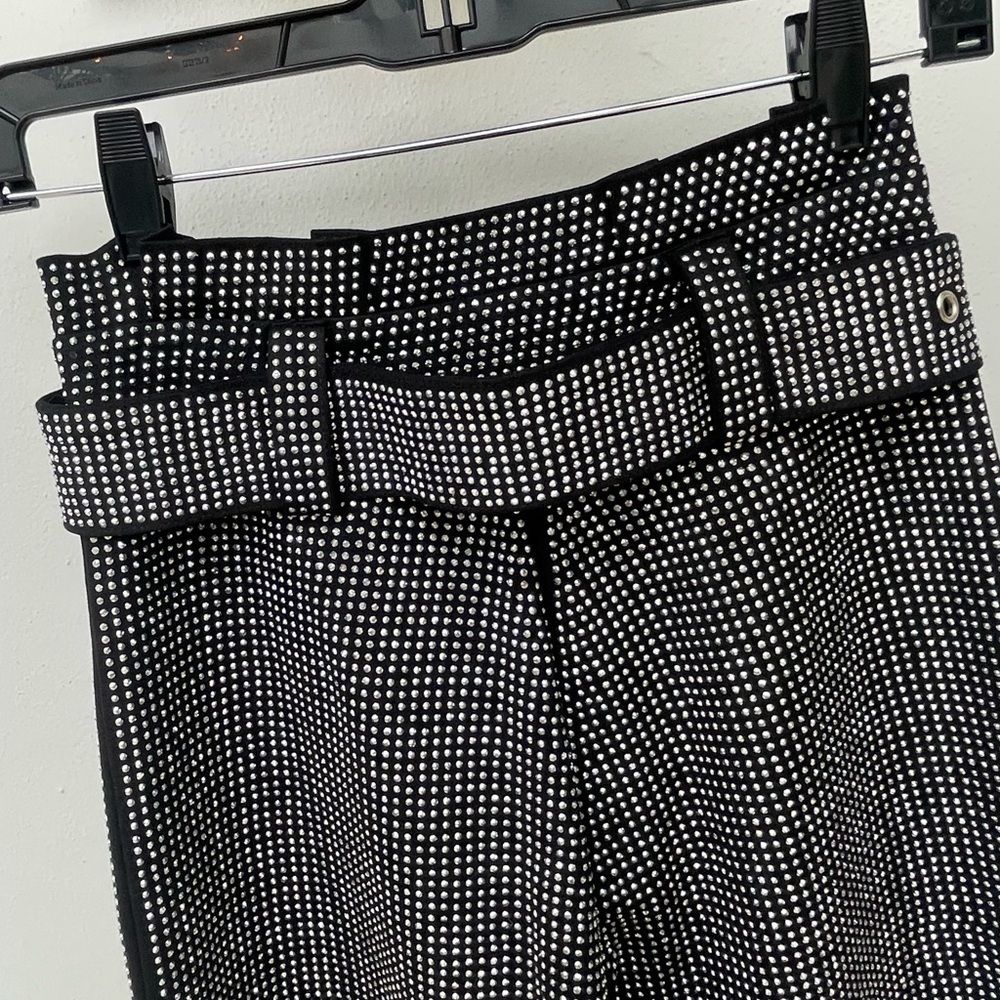 I.AM.GIA Black Rhinestone Studded Wide Leg Pants Belted XS - Picture 6 of 12